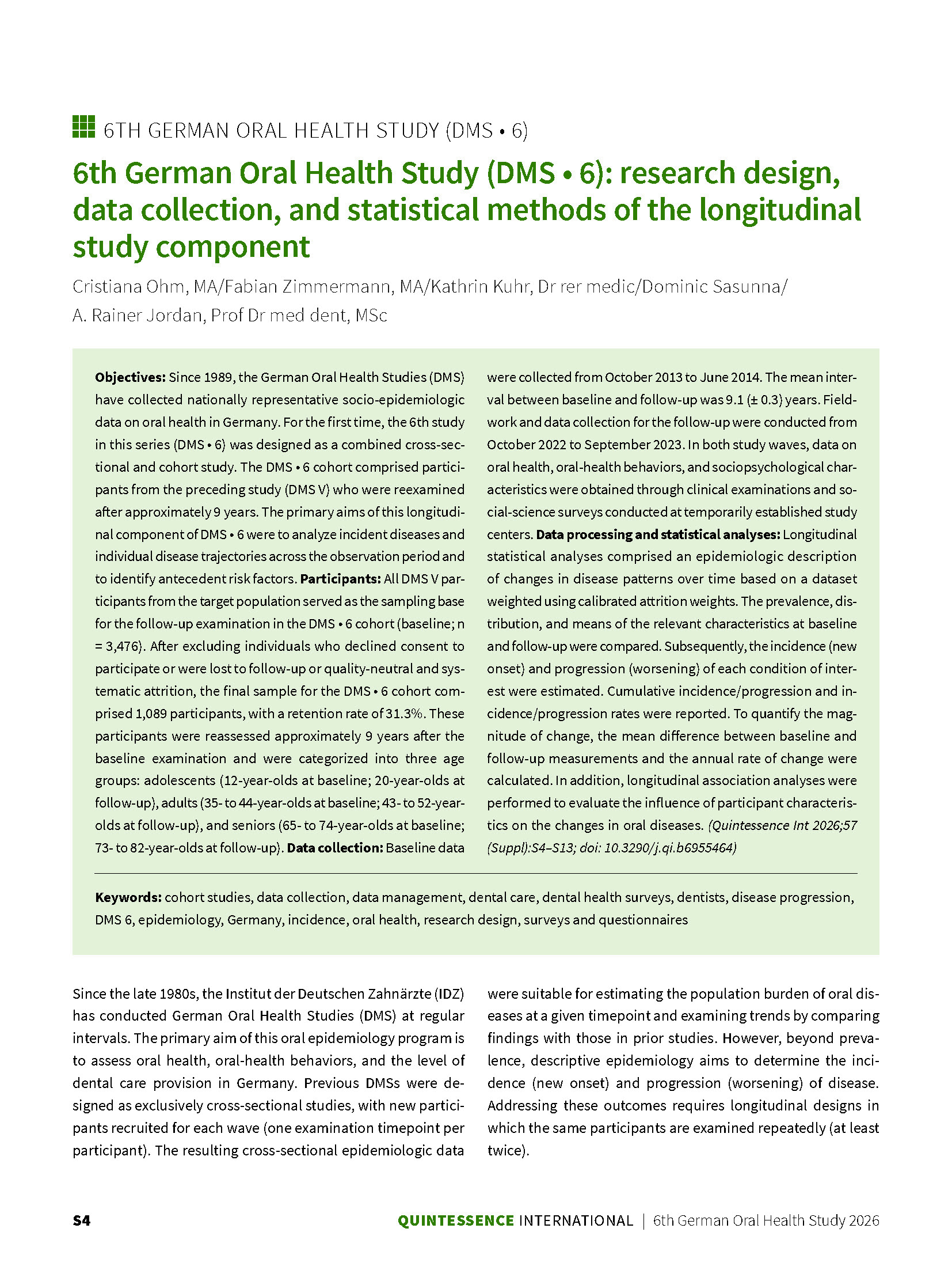Methodik der Längsschnittstudie